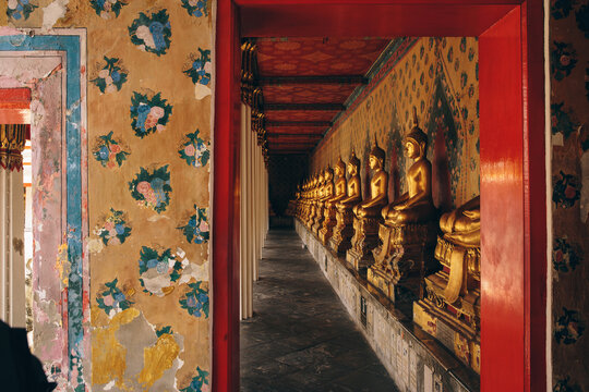 Gold Buddha Statues Near Temple