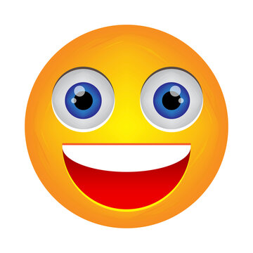 Smiley face. Happy emotion in emoji. Cartoon ball with a smile to the teeth. Nice head. Vector illustration. Stock image.