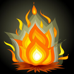 Vector cartoon style illustration of bonfire. Icon for web