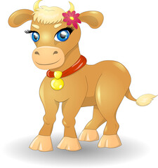 Cartoon Vector Illustration of Funny Bull Farm Animal Character