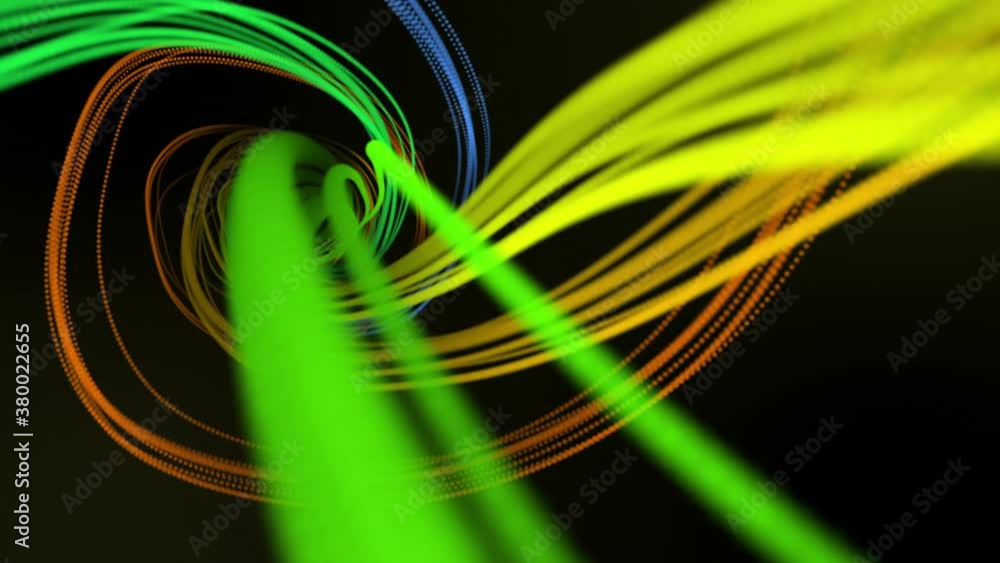 Poster moving multicolored swirling lines on a black background. abstract looped animated background. 3d re