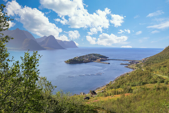 Fishing village on a small island in Troms county