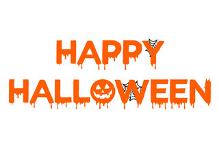 happy halloween text banner, vector