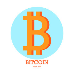 Bitcoin logo in red color.  Main cryptocurrency