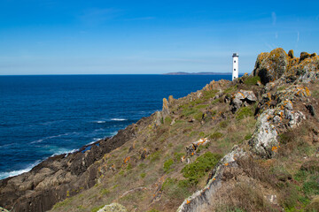 Fototapeta na wymiar landscape with cabo home lighthouse in pontevedra, galicia, spain