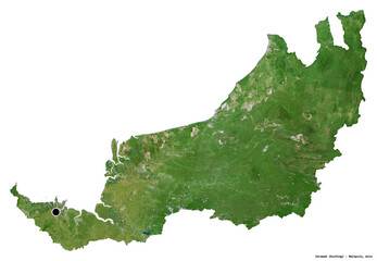 Sarawak, state of Malaysia, on white. Satellite © Yarr65