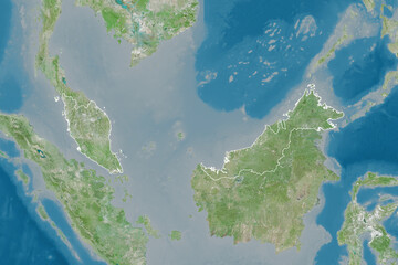 Malaysia borders. Satellite