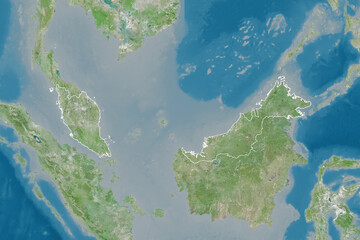 Malaysia outlined. Satellite