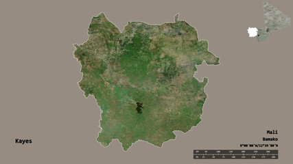 Kayes, region of Mali, zoomed. Satellite