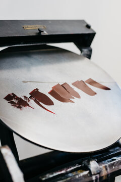Letterpress artist in her studio