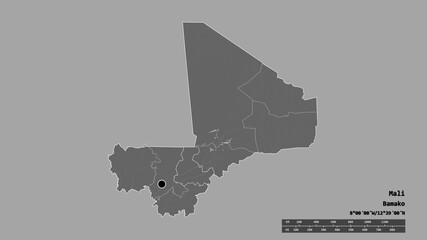 Location of Segou, region of Mali,. Bilevel
