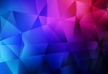 Dark Blue, Red vector shining triangular backdrop.