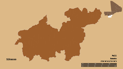 Sikasso, region of Mali, zoomed. Pattern