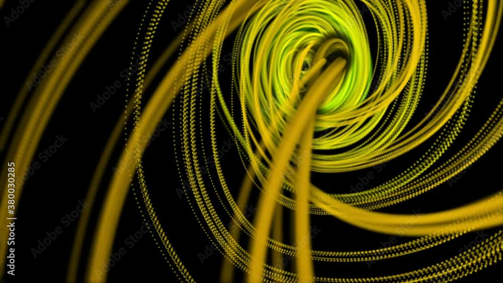 Poster moving multicolored swirling lines on a black background. abstract looped animated background. 3d re