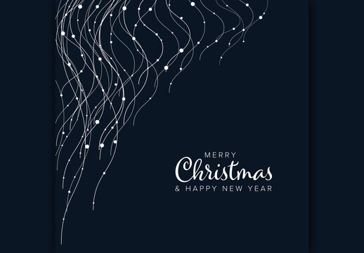 Merry Christmas Card Layout with Wavy Light Chains