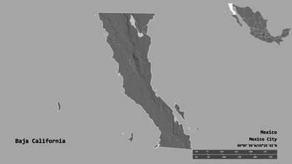 Baja California, state of Mexico, zoomed. Bilevel