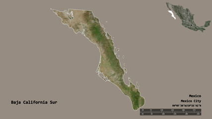 Baja California Sur, state of Mexico, zoomed. Satellite