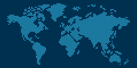 World map pixel art. Vector illustration