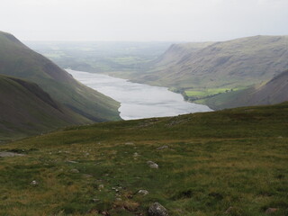 View of wast water from scafell pike, lake district, cumbria