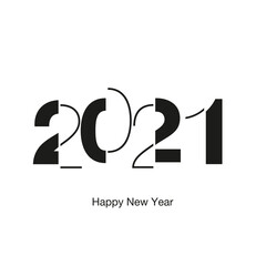 2021 Happy New Year modern black light typography white vector logo icon