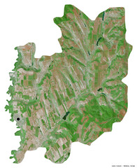 Leova, district of Moldova, on white. Satellite