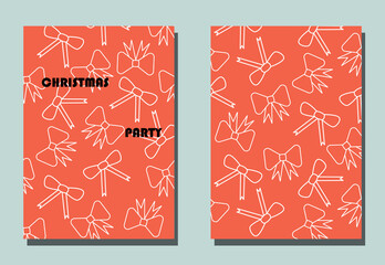 Trendy cover with graphic Christmas trees.Two vector flyers for holiday invitation.