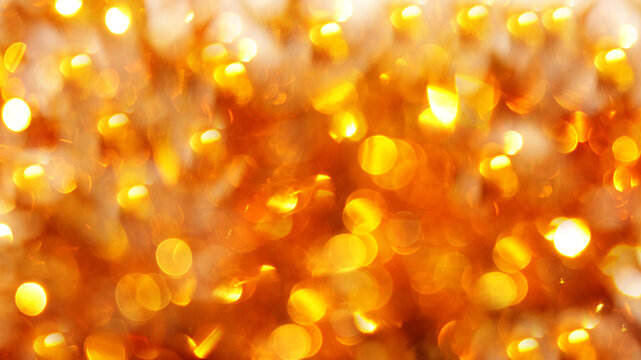 Christmas background and new year concept, abstract defocused light background with bokeh and blur, yellow. Winter banner for your text, background image or layer for overlay in the photo editor, 