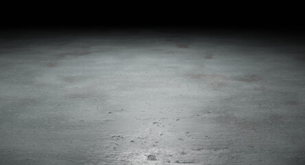 Concrete floor fading into darkness. 3d rendering