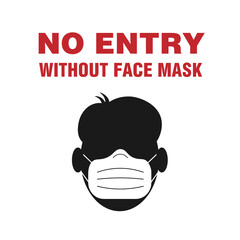 Warning sign without a face mask no entry and keep distance.