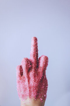 Sparkley Pink Middle Finger