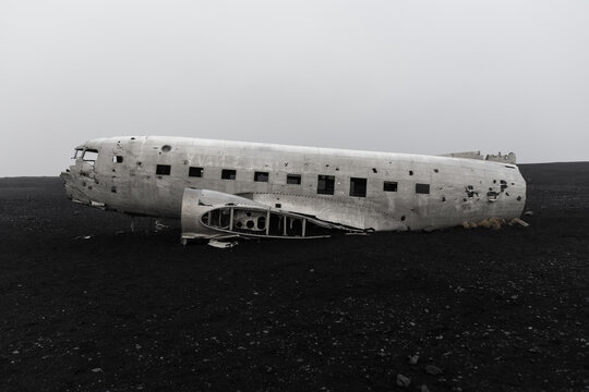 Crashed Navy Douglas Super DC-3 plane in Vik, Iceland