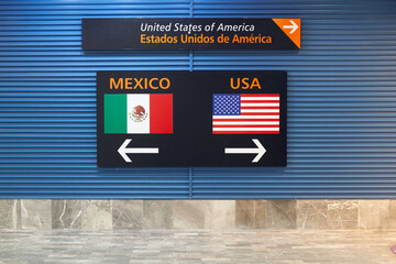 Border crossing sign at airport