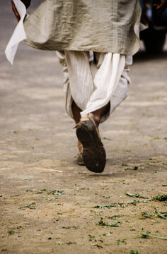 Legs of Rajasthani Man in Dhoti Walking