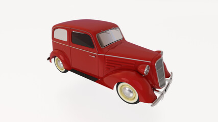 Retro vintage classic red car isolated