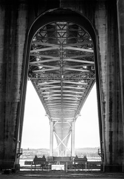 Under the Forth Road Bridge in Scotland
