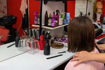 Young girl having a hair dry in the salon