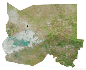 Oshikoto, region of Namibia, on white. Satellite
