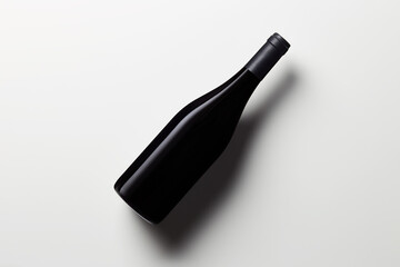 Black wine bottle on white.