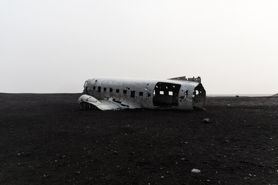 Crashed Navy Douglas Super DC-3 plane in Vik, Iceland