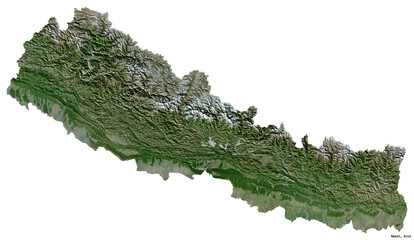 Nepal on white. Satellite © Yarr65