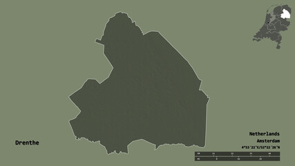 Drenthe, province of Netherlands, zoomed. Administrative