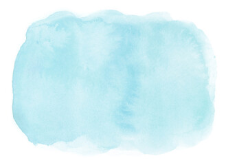 Abstract watercolor light blue brush stroke on white background.