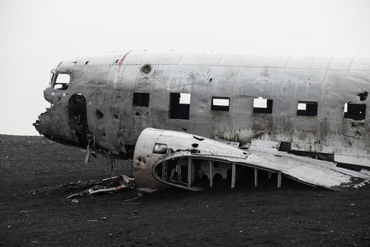 Crashed Navy Douglas Super DC-3 plane in Vik, Iceland
