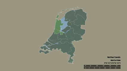 Location of Noord-Holland, province of Netherlands,. Relief