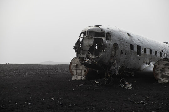 Crashed Navy Douglas Super DC-3 plane in Vik, Iceland