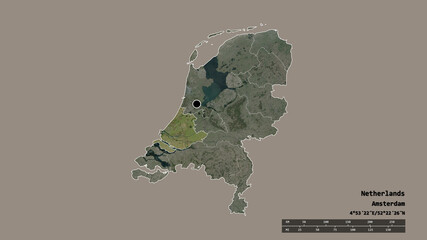 Location of Zuid-Holland, province of Netherlands,. Satellite
