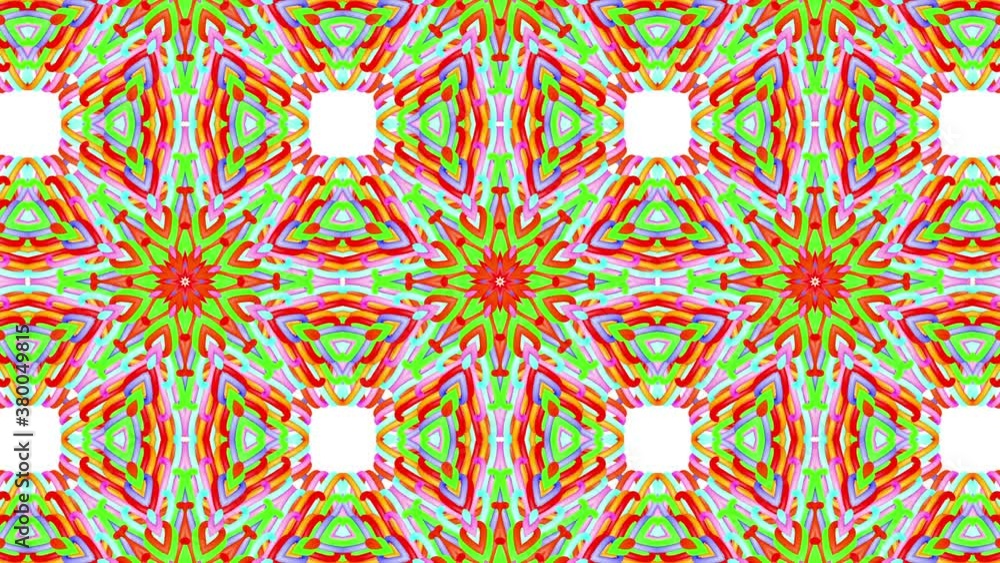 Aufkleber multicolored moving kaleidoscope patterns. abstract looped animated background. 3d render