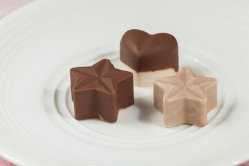 Present To Share; Tasty Chocolates With Star And Heart Shapes.