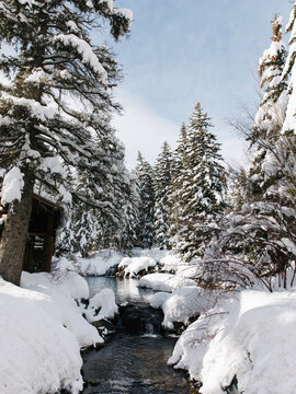 Snowy winter river