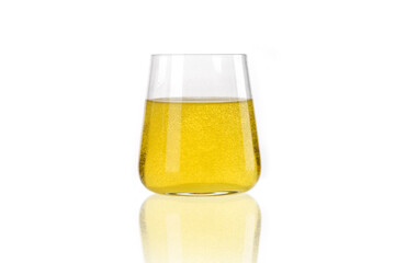 Fizzy citron drink in glass isolated on white
